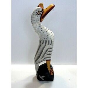 Italian Wood Bird Folk Art Swan Duck Sculptures Collectible Hand Carved 14"